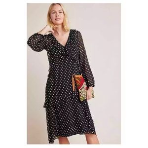 $160 Anthropologie Sirena Ruffled Tunic Dress Maeve Polka Dot Small S Midi New